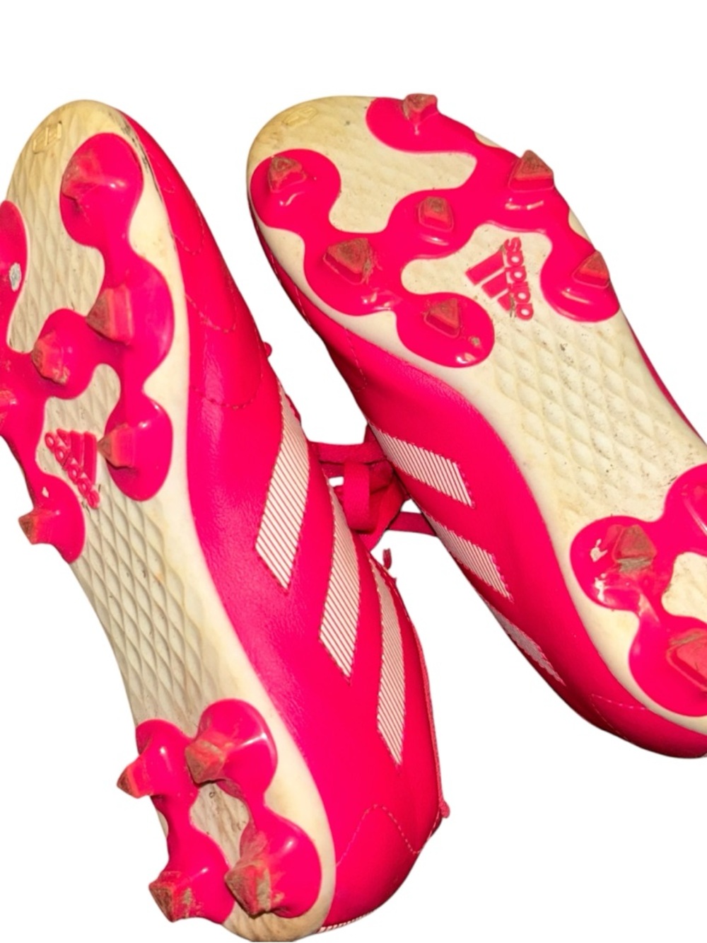 ADIDAS girls hot pink & white Goletto VIII outdoor soccer Cleats shoes 2Y - Picture 3 of 5